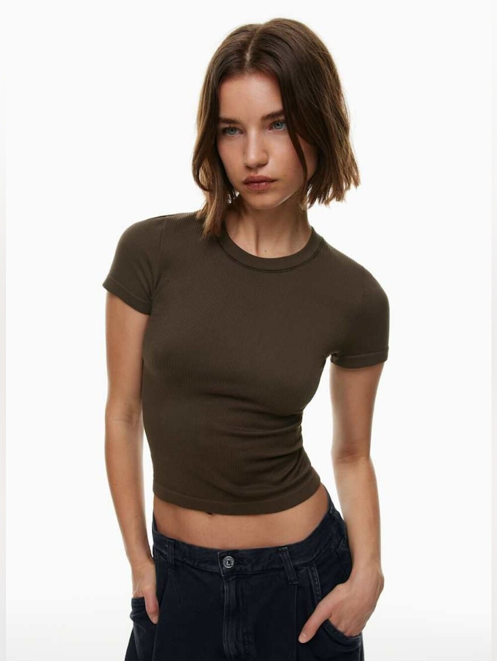 aritzia x Wiilow rib seamless t-shirt Rich Mocha Brown